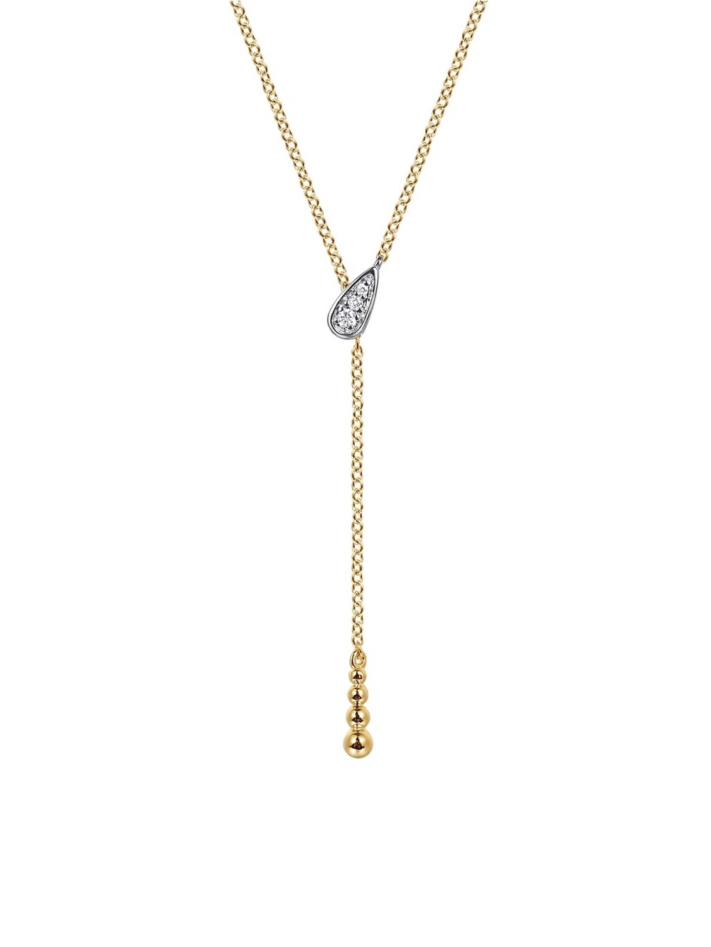 Gabriel & Co Gold Teardrop Lariat Necklace with Diamonds